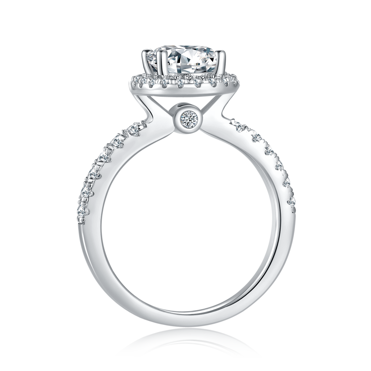 Light luxury egg shaped S925 silver plated white gold moissanite diamond women's ring 2.0 carats D-grade